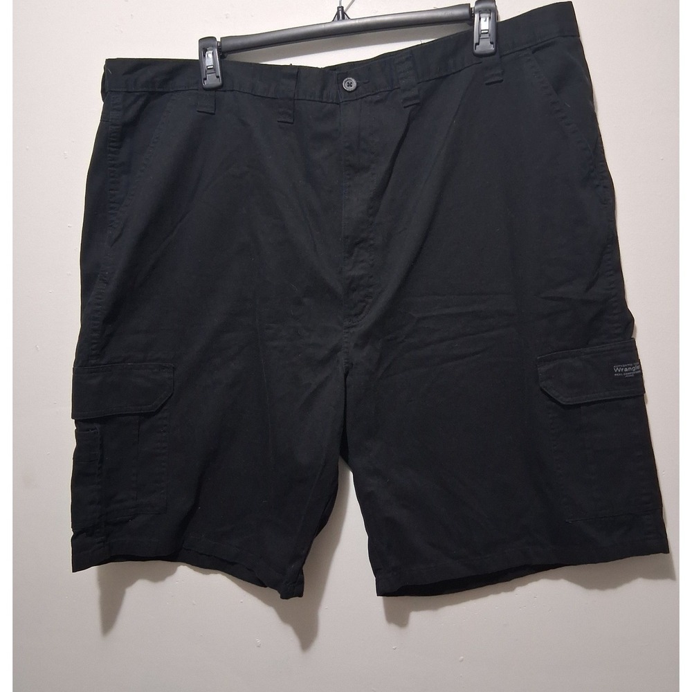 Wrangler Authentics Mens Black Cargo Shorts Size 46 Relaxed Fit Cotton Utility